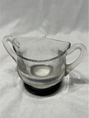 Vintage Glass Sugar Bowl w/ Sterling Silver Base